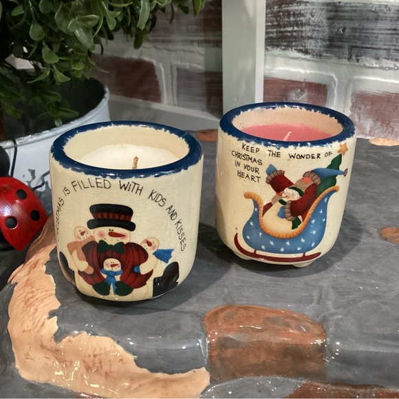 🔴 Set of 2 beautiful ceramic crafted Christmas themed candles - PLUS Free One - Picture 1 of 11